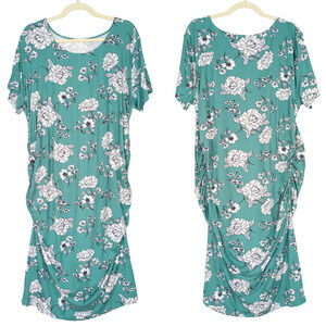 NINE BRITTON Stitch Fix Green Floral Hannah Maternity Midi Dress Women's 2X